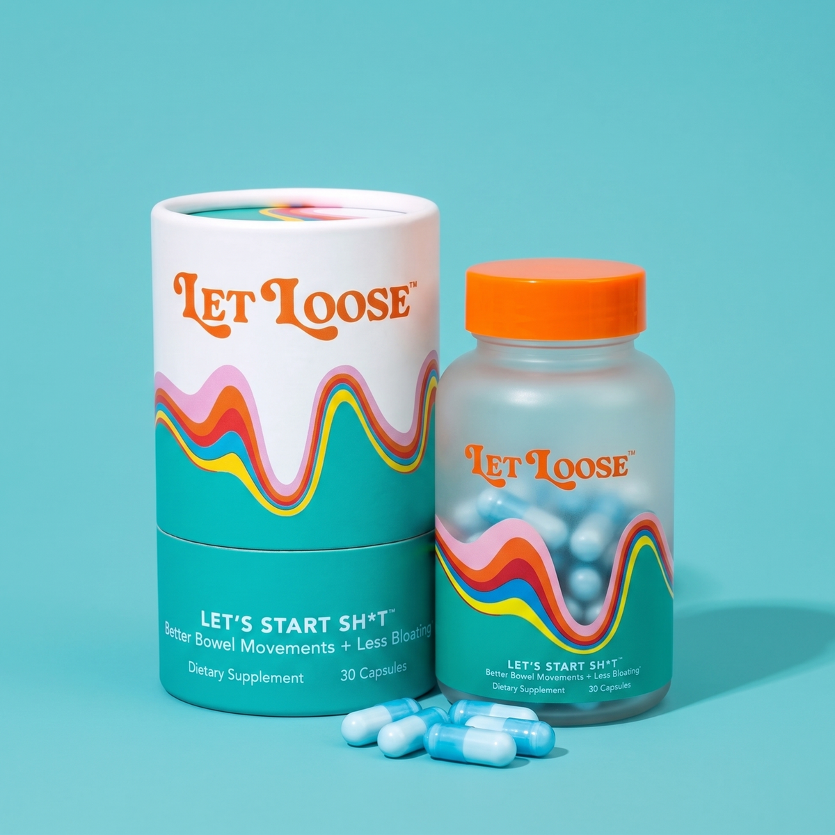 Let Loose Daily Capsules bottle and tube